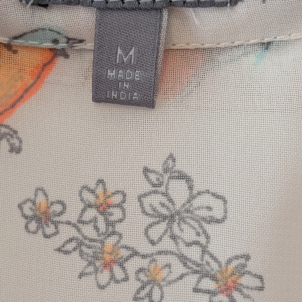 💥SALE💥Charlotte Russe White Sleeveless Blouse w/Tropical Bird Print - Picture 3 of 4